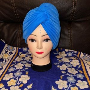 Royal blue pre-styled head wrap